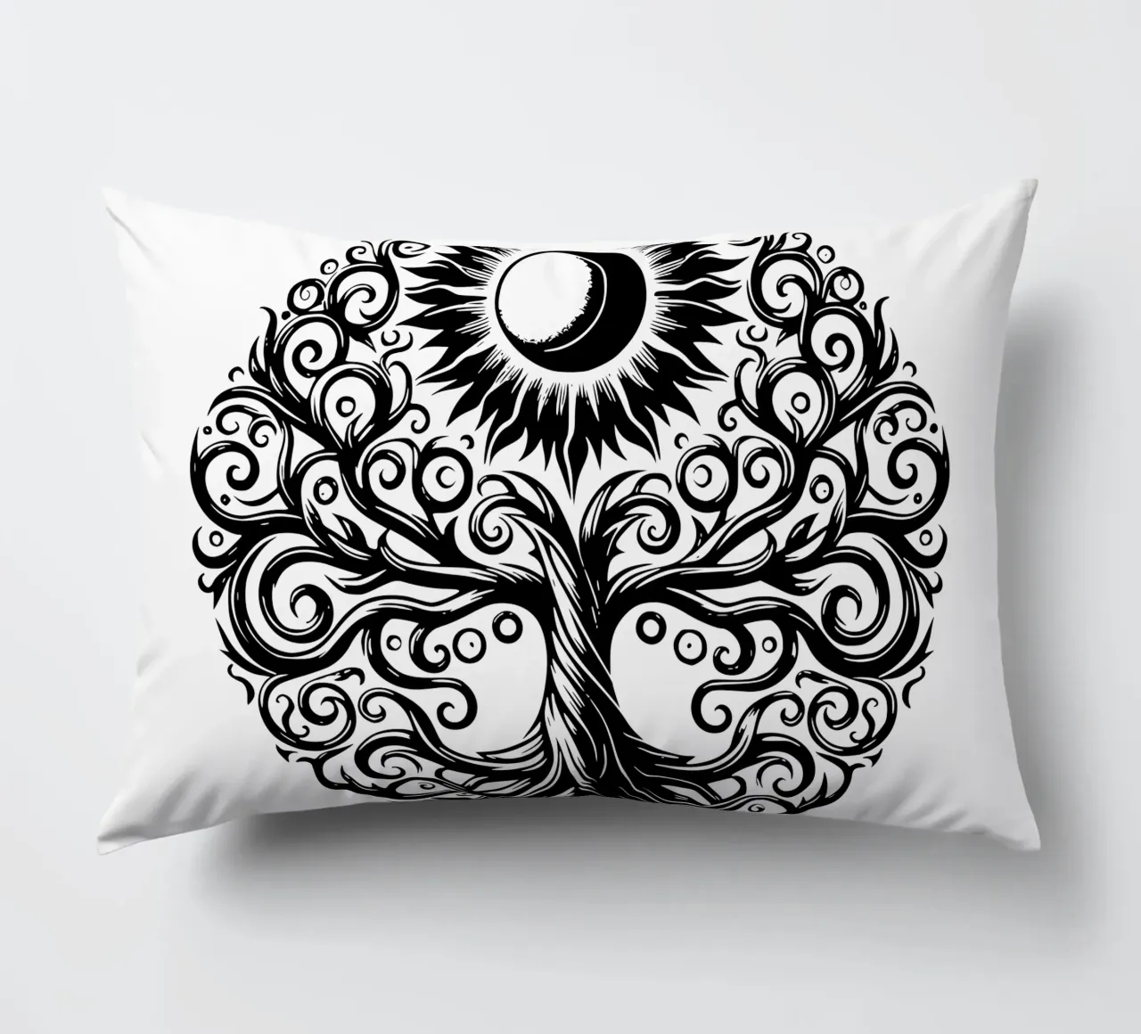Albero della vita in bianco e nero cuscino da Spiritual Touch