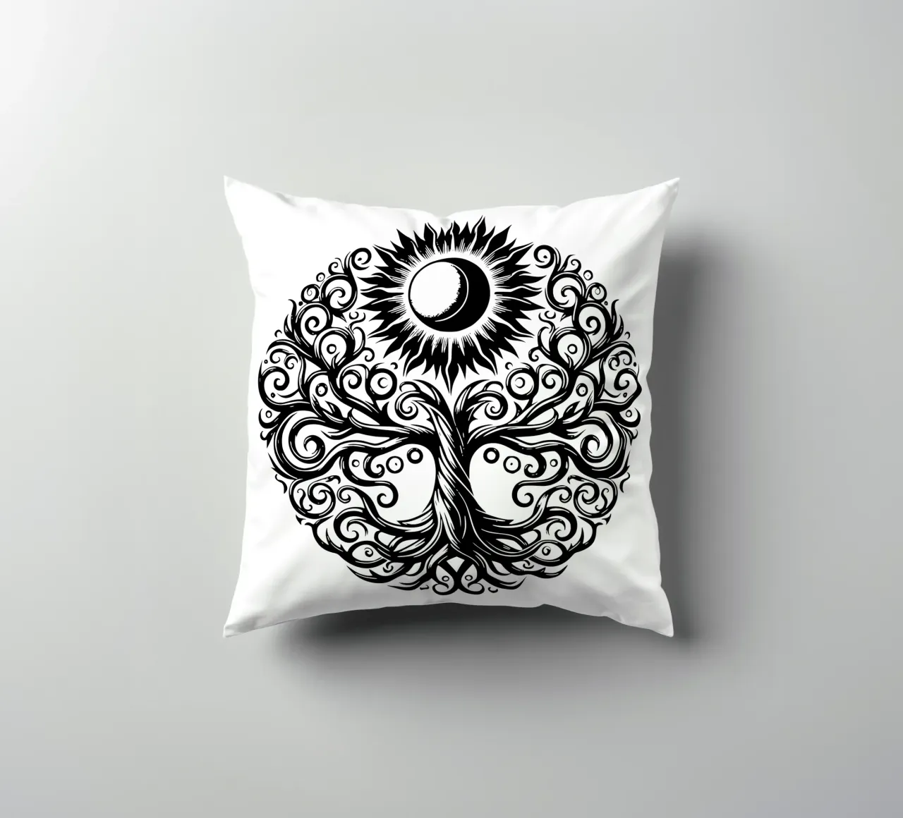 Albero della vita in bianco e nero cuscino da Spiritual Touch