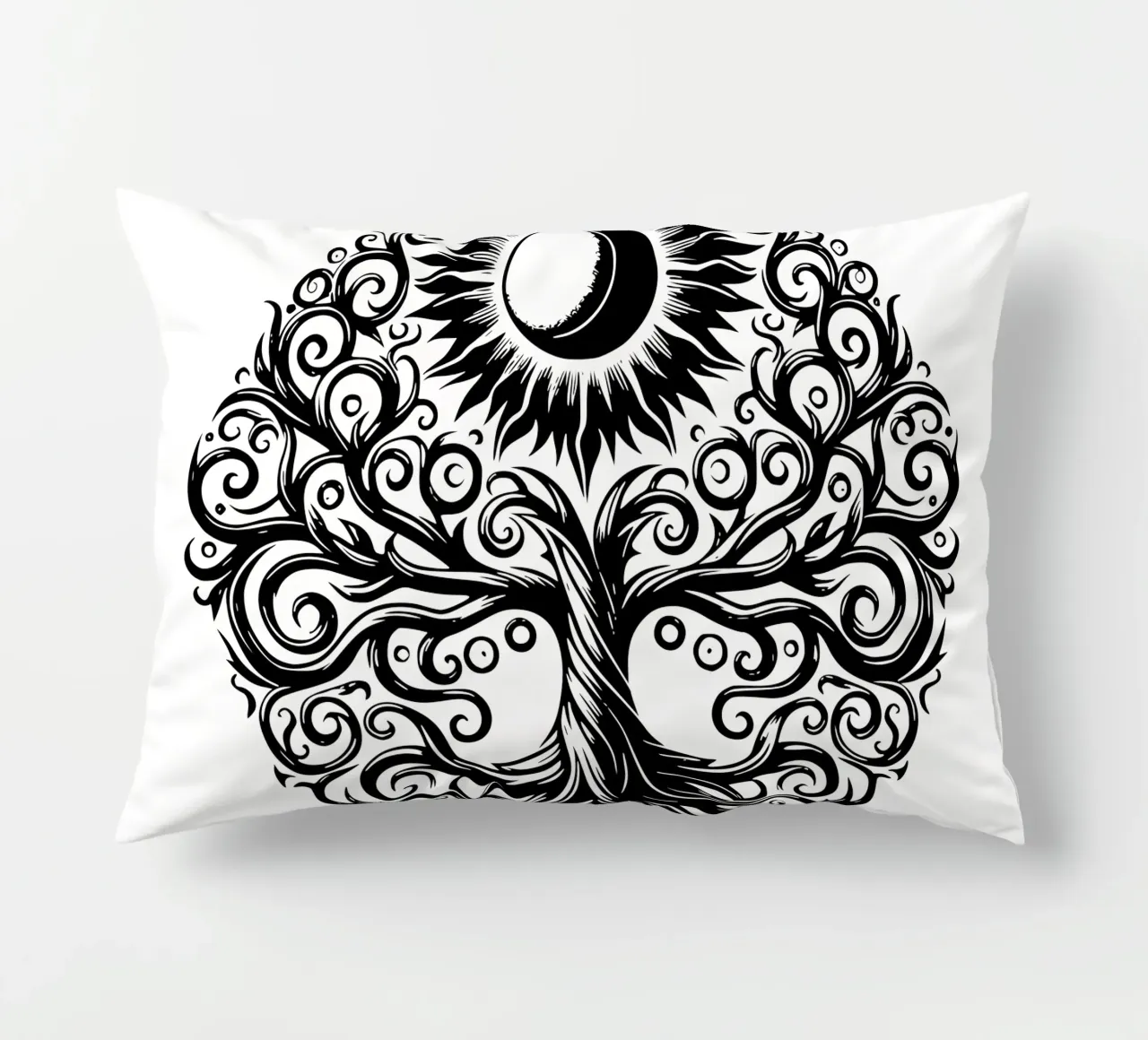 Albero della vita in bianco e nero cuscino da Spiritual Touch