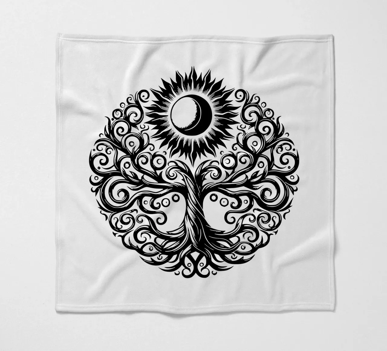 Albero della vita in bianco e nero coperta in pile da Spiritual Touch
