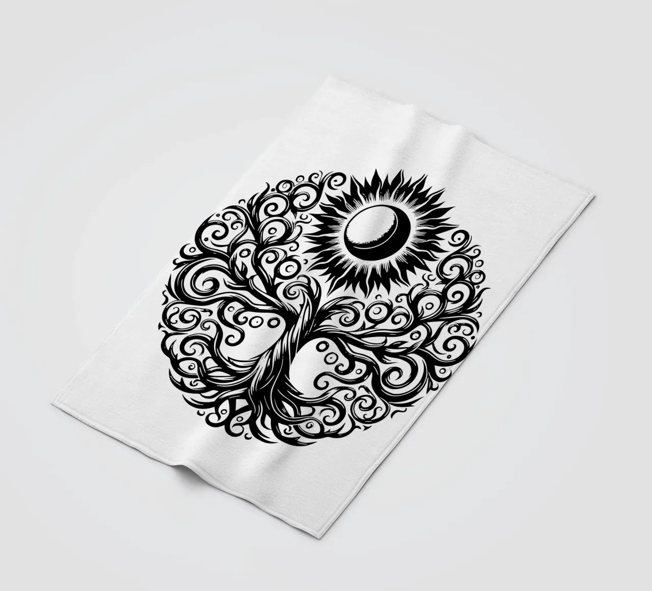 Albero della vita in bianco e nero coperta in pile da Spiritual Touch