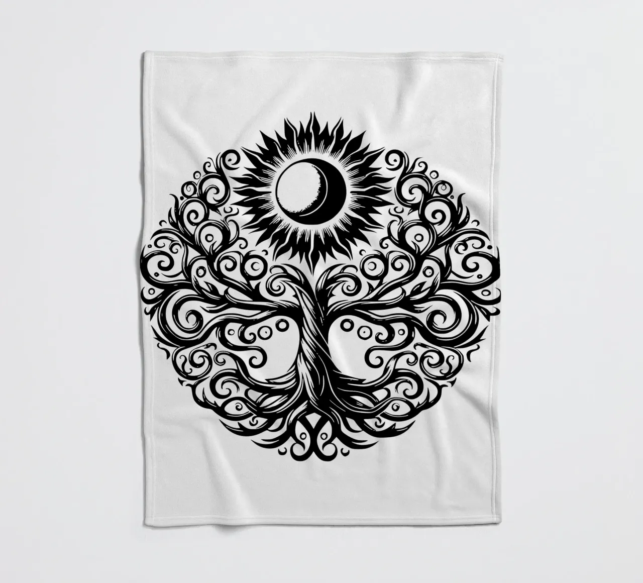 Albero della vita in bianco e nero coperta in pile da Spiritual Touch