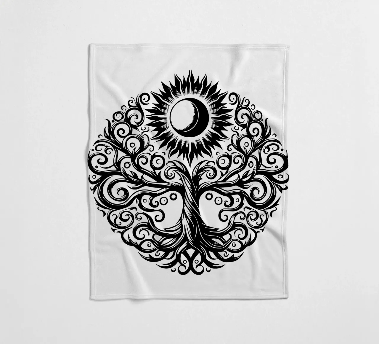 Albero della vita in bianco e nero coperta in pile da Spiritual Touch