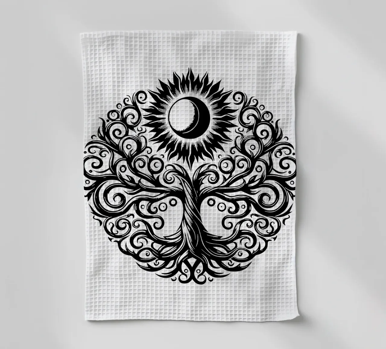 Albero della vita in bianco e nero canovaccio da cucina da Spiritual Touch