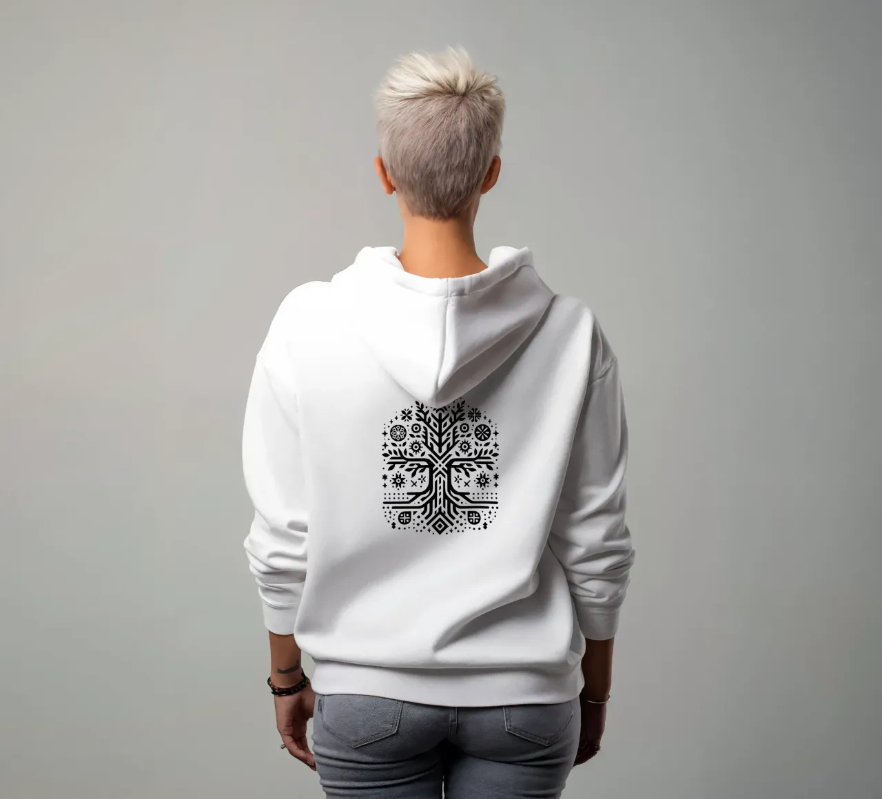Albero della vita in bianco e nero felpa con cappuccio da Spiritual Touch