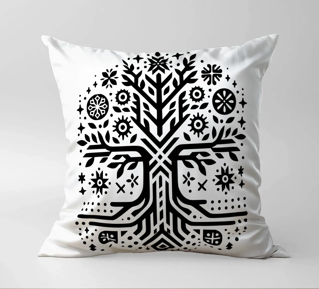 Albero della vita in bianco e nero cuscino da Spiritual Touch