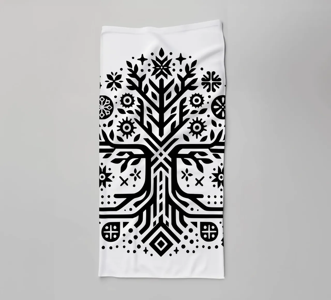 Albero della vita in bianco e nero asciugamano da bagno da Spiritual Touch