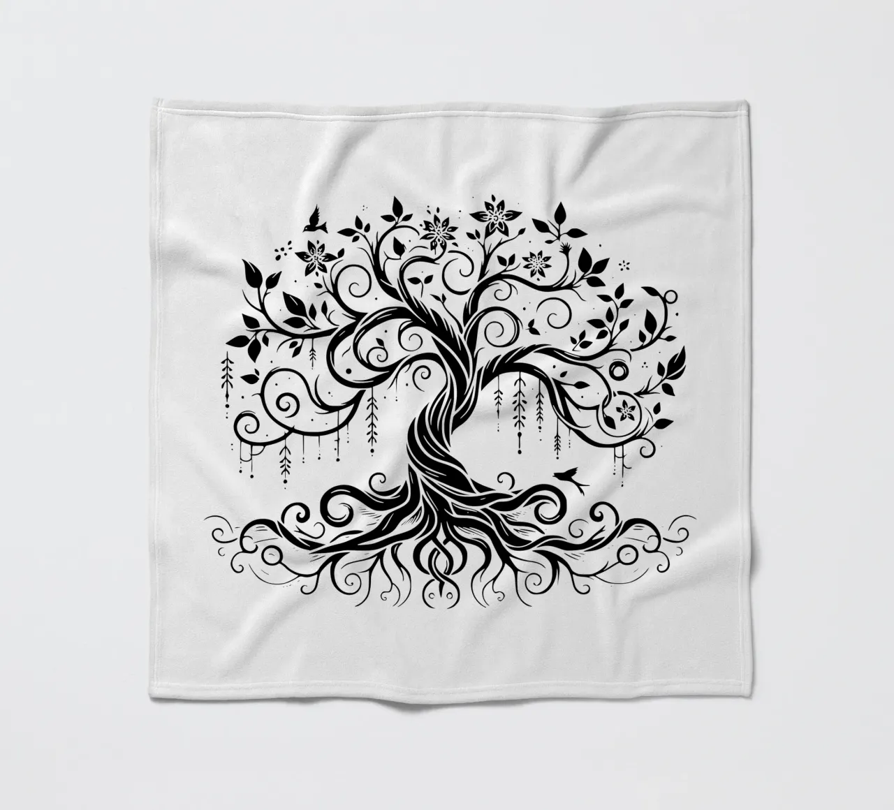 Albero della vita in bianco e nero coperta in pile da Spiritual Touch