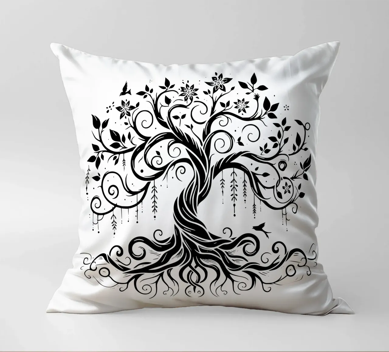 Albero della vita in bianco e nero cuscino da Spiritual Touch