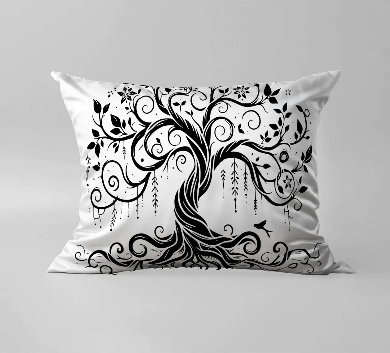 Albero della vita in bianco e nero cuscino da Spiritual Touch