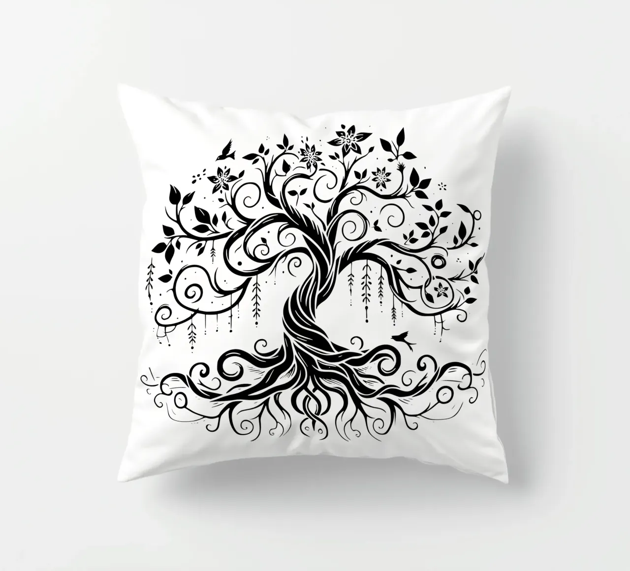 Albero della vita in bianco e nero cuscino da Spiritual Touch