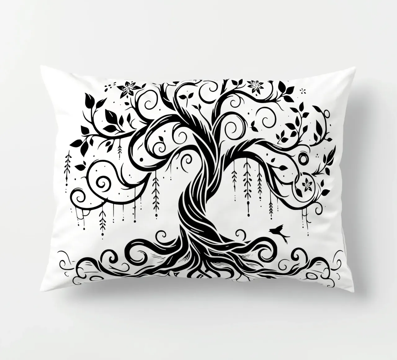 Albero della vita in bianco e nero cuscino da Spiritual Touch