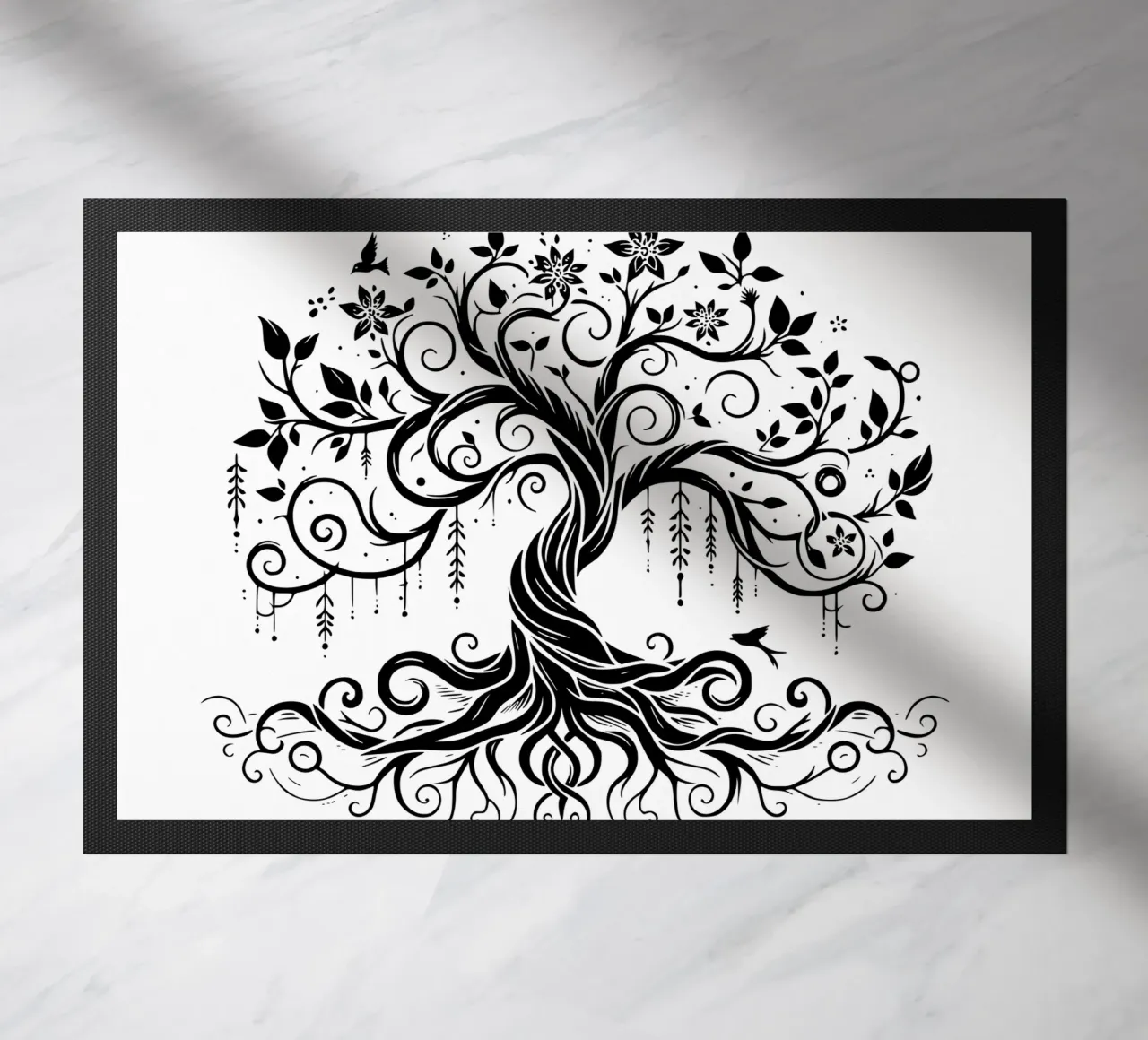 Albero della vita in bianco e nero zerbino da Spiritual Touch
