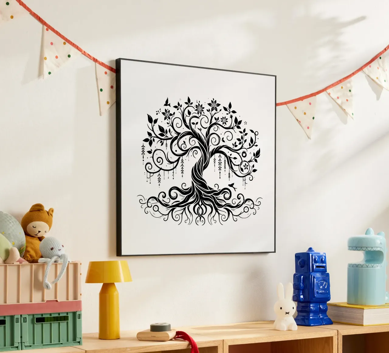Albero della vita in bianco e nero alluminio dibond da Spiritual Touch