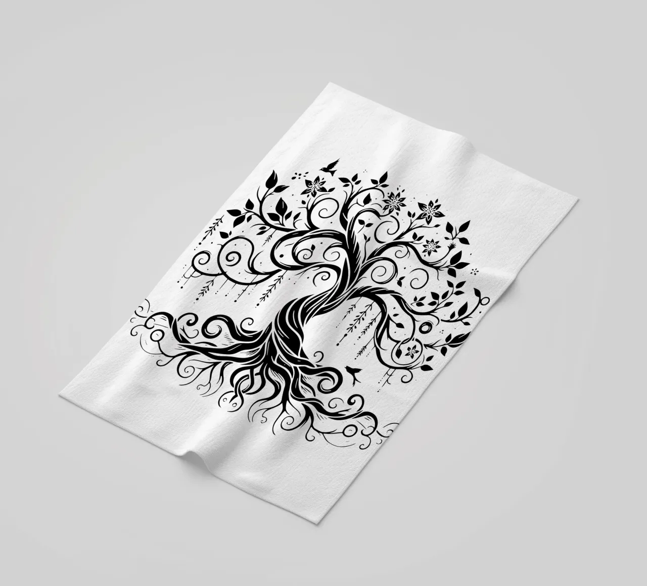 Albero della vita in bianco e nero telo mare da Spiritual Touch