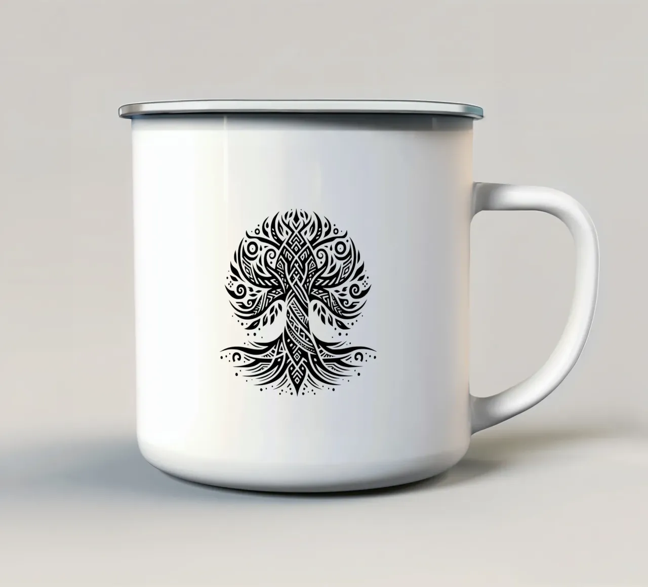 Albero della vita in bianco e nero tazza in smalto da Spiritual Touch