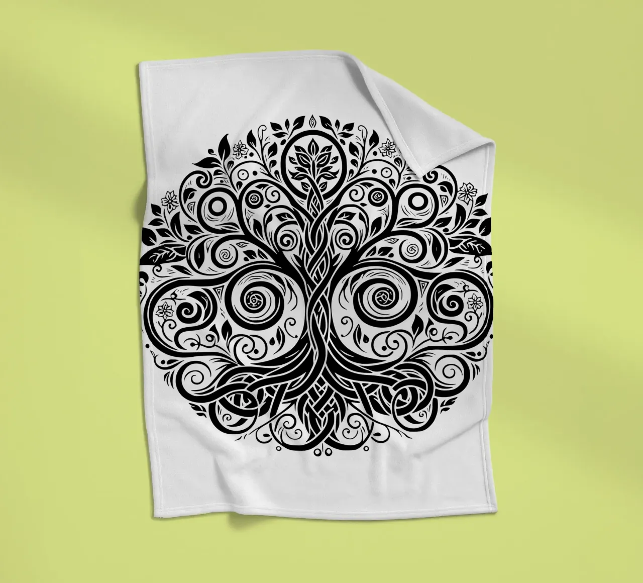 Albero della vita in bianco e nero coperta in pile da Spiritual Touch
