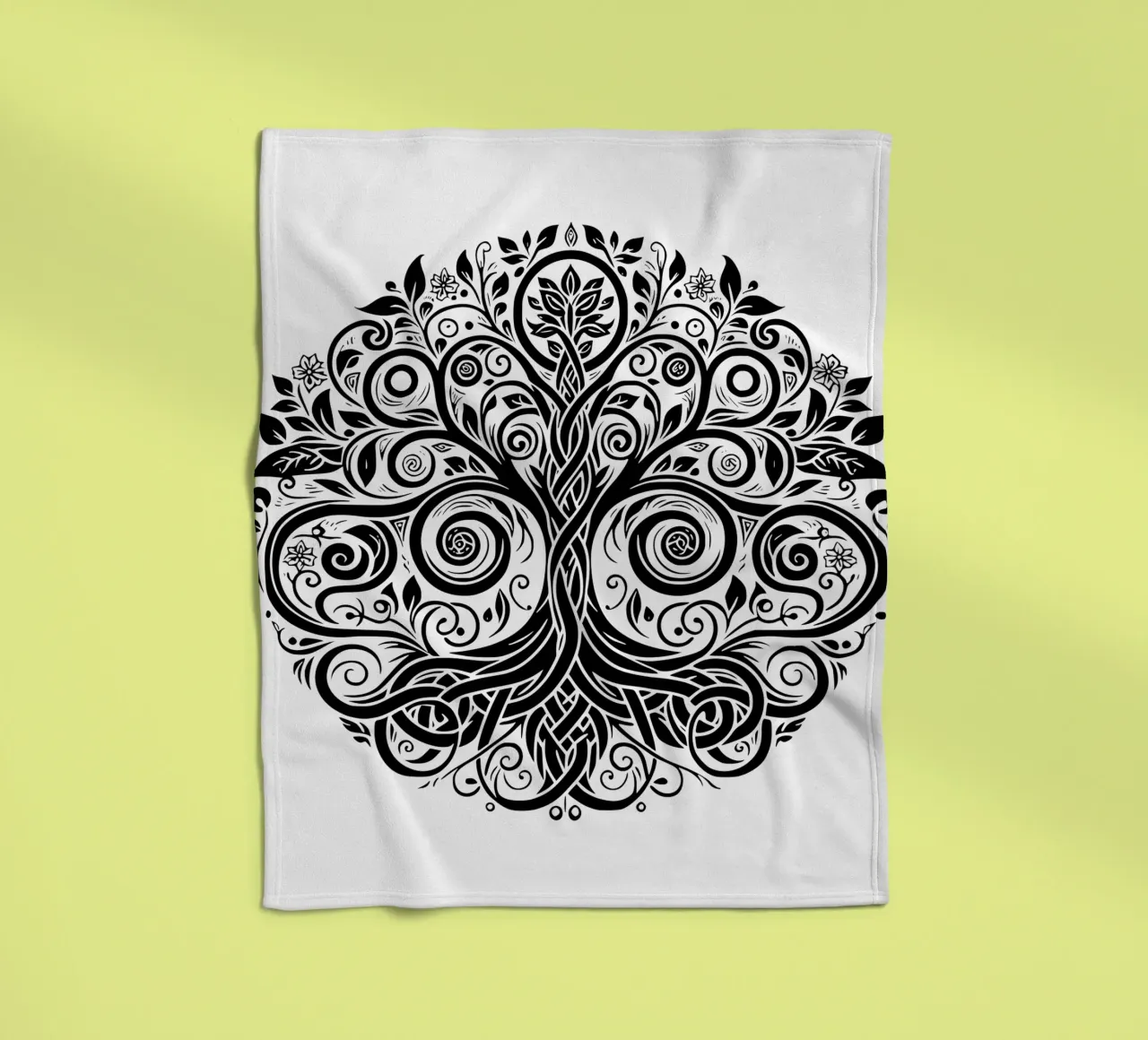Albero della vita in bianco e nero coperta in pile da Spiritual Touch