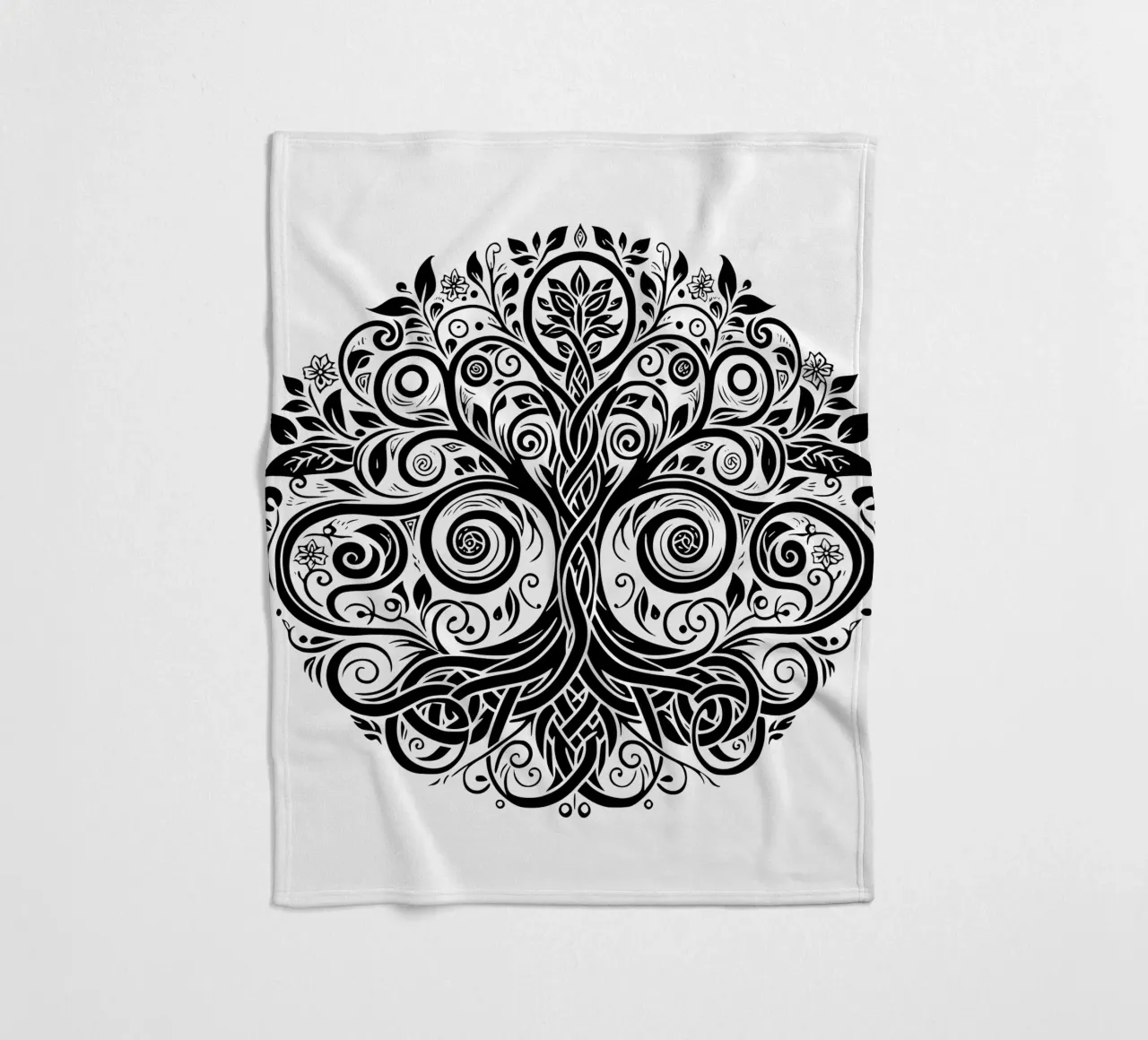Albero della vita in bianco e nero coperta in pile da Spiritual Touch