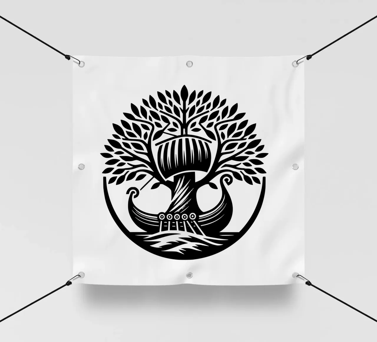 Albero della vita in bianco e nero telo in pvc da Spiritual Touch