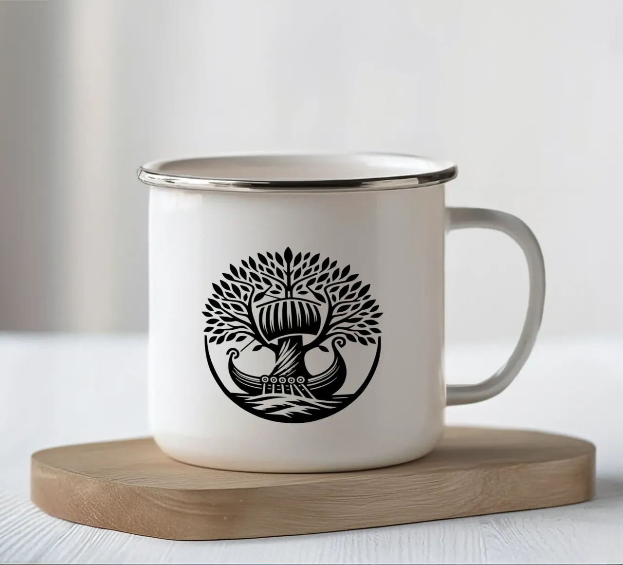 Albero della vita in bianco e nero tazza in smalto da Spiritual Touch
