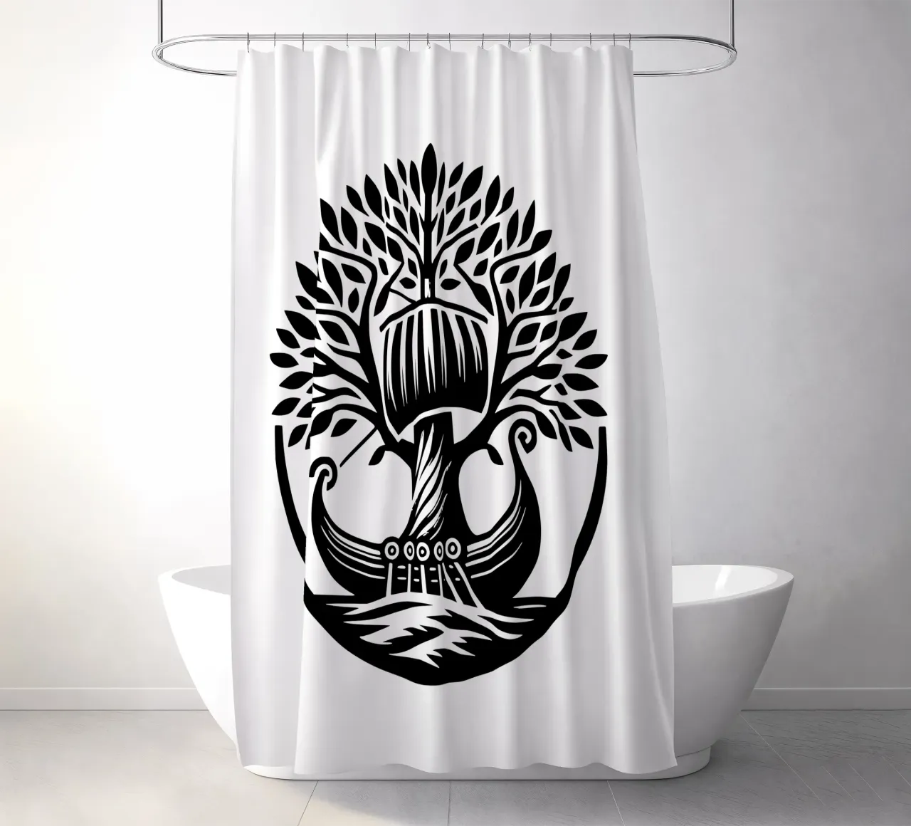 Albero della vita in bianco e nero tenda da doccia da Spiritual Touch