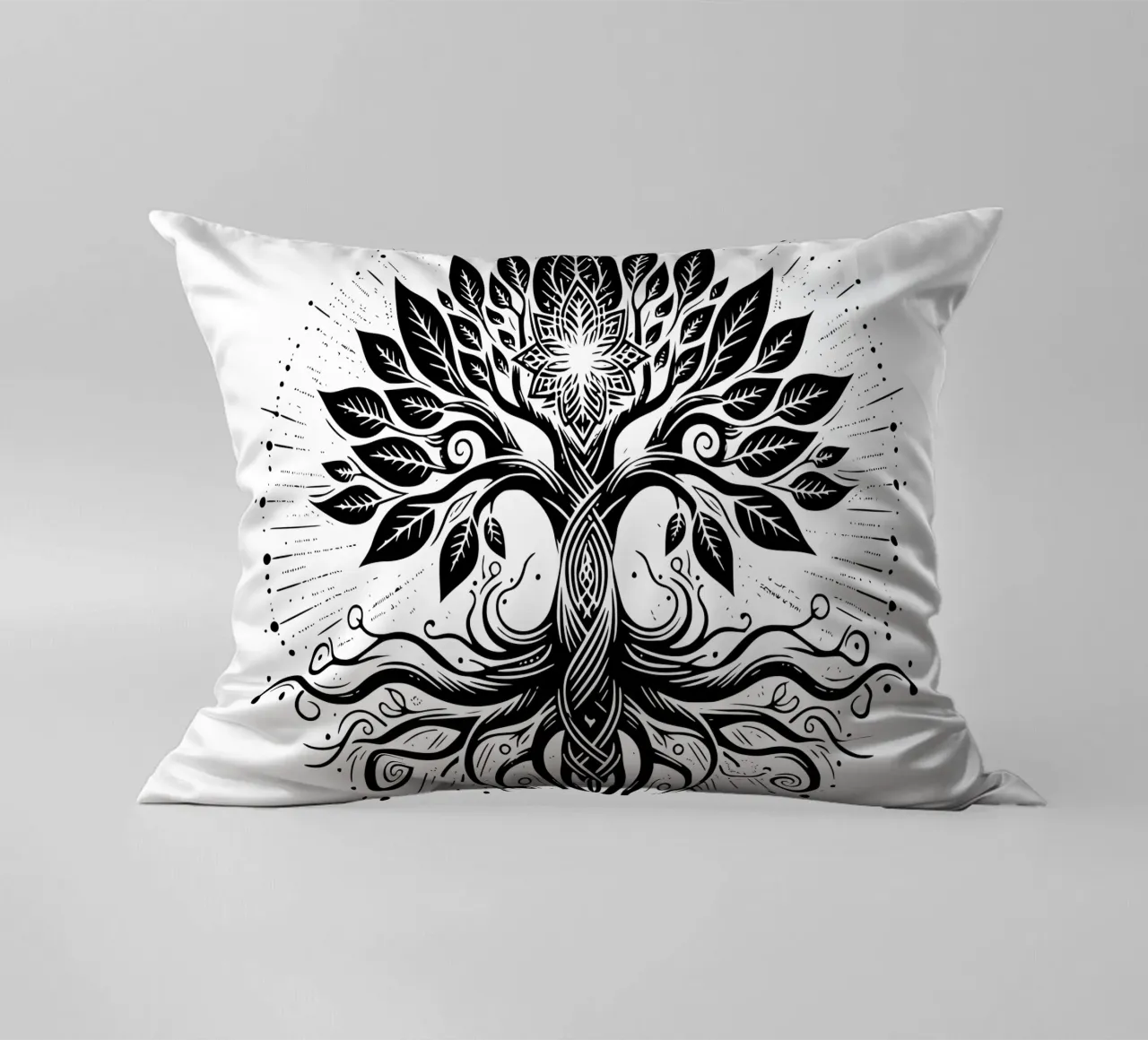 Albero della vita in bianco e nero cuscino da Spiritual Touch
