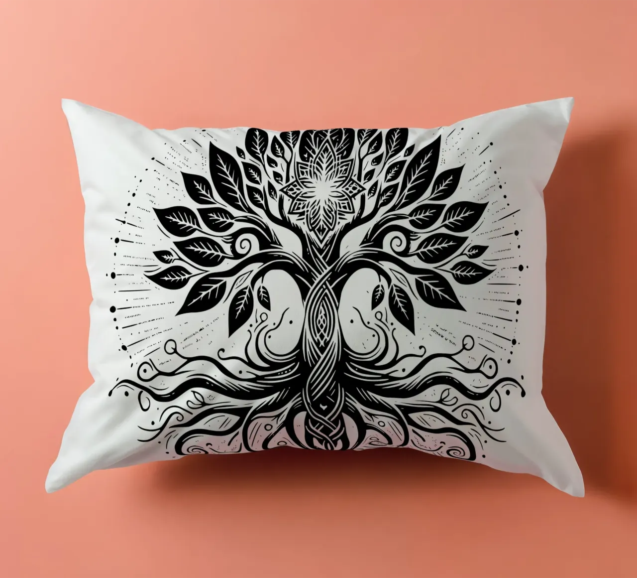 Albero della vita in bianco e nero cuscino da Spiritual Touch