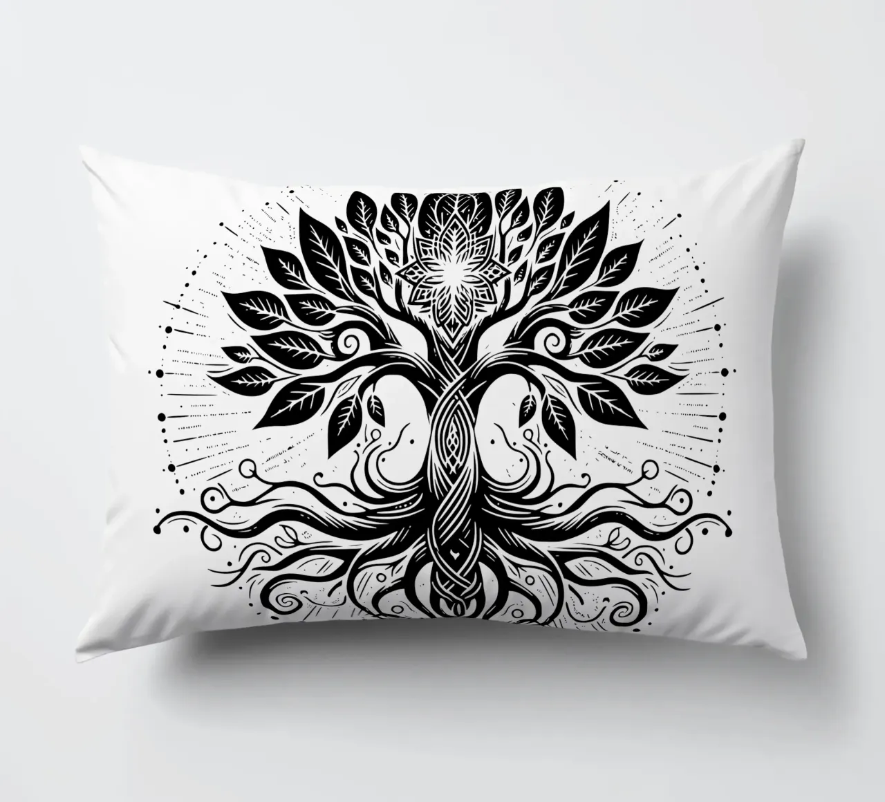 Albero della vita in bianco e nero cuscino da Spiritual Touch