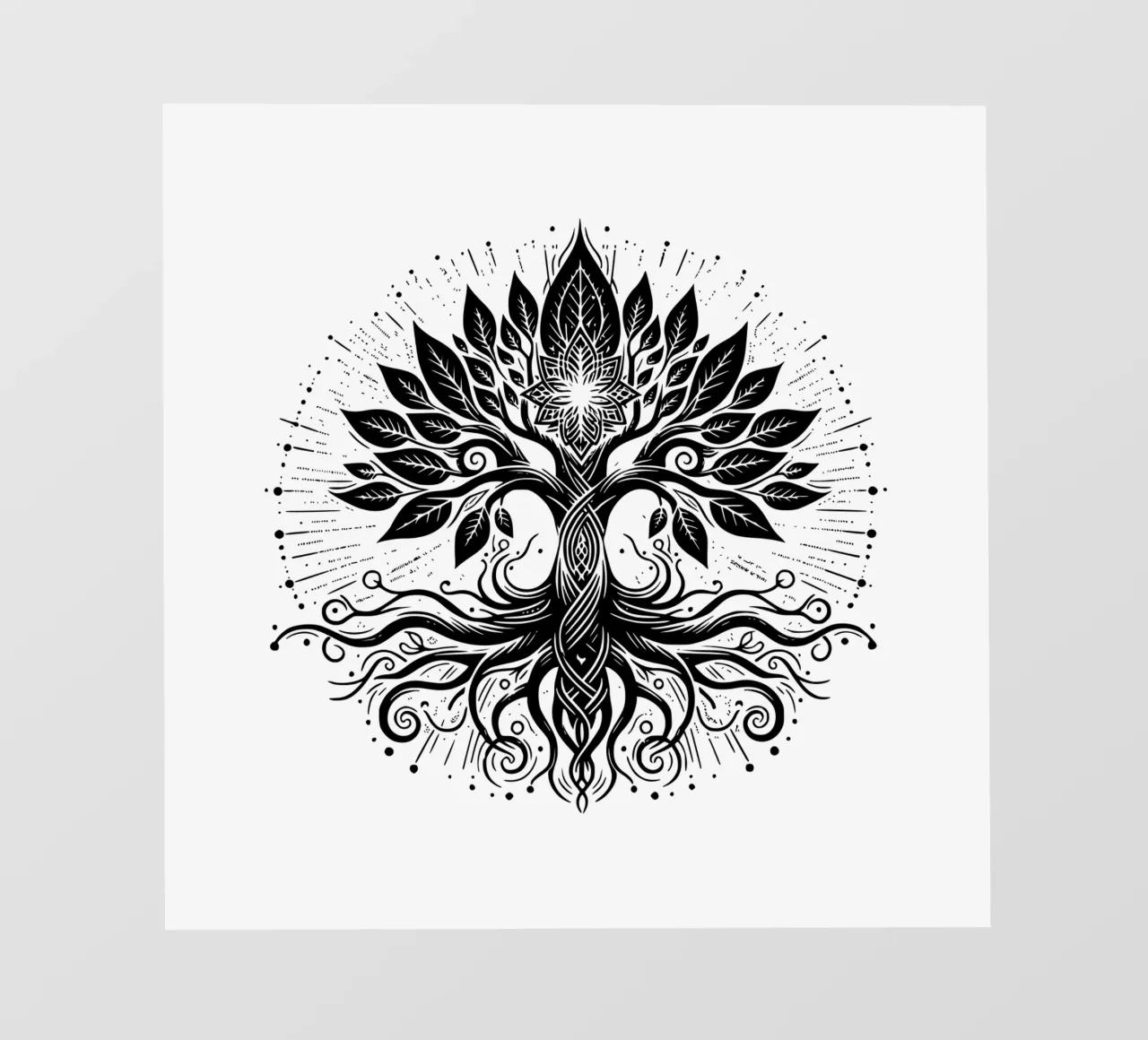 Albero della vita in bianco e nero telo in pvc da Spiritual Touch