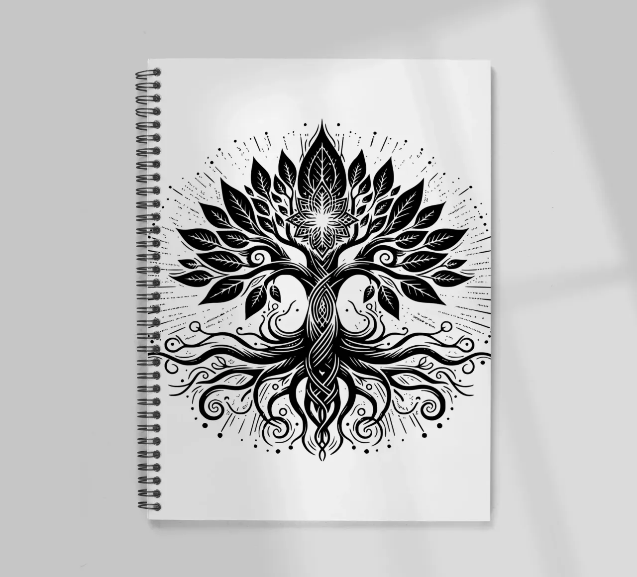 Schwarz-weißer Lebensbaum Ringbuch von Spiritual Touch