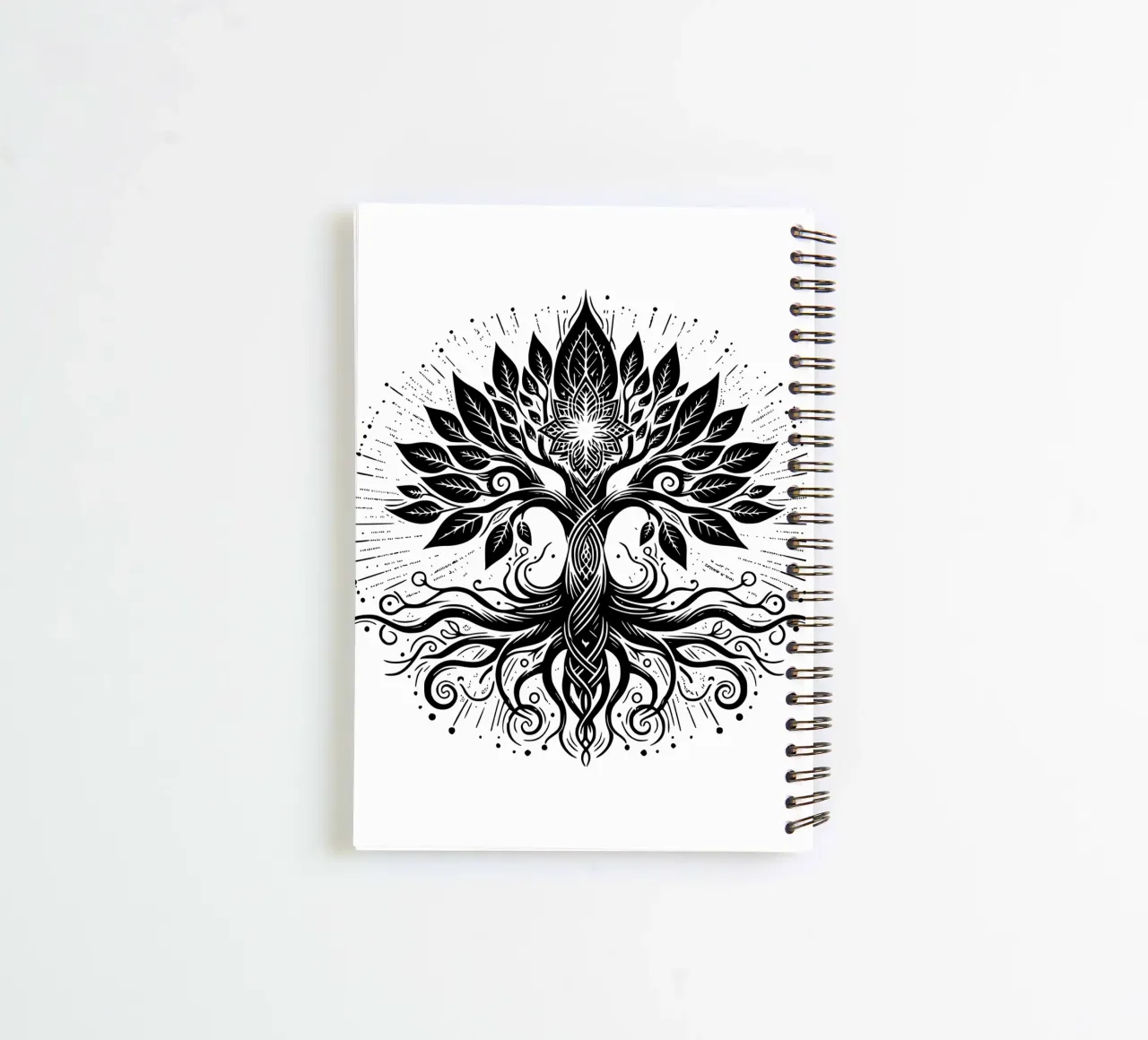 Schwarz-weißer Lebensbaum Ringbuch von Spiritual Touch
