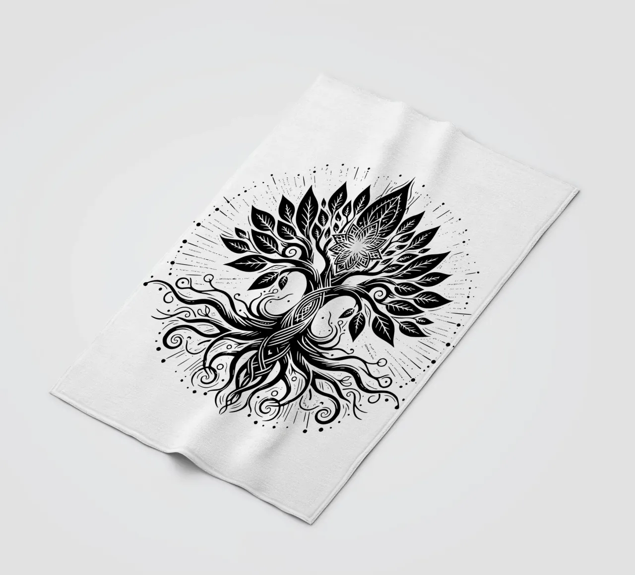 Albero della vita in bianco e nero coperta in pile da Spiritual Touch