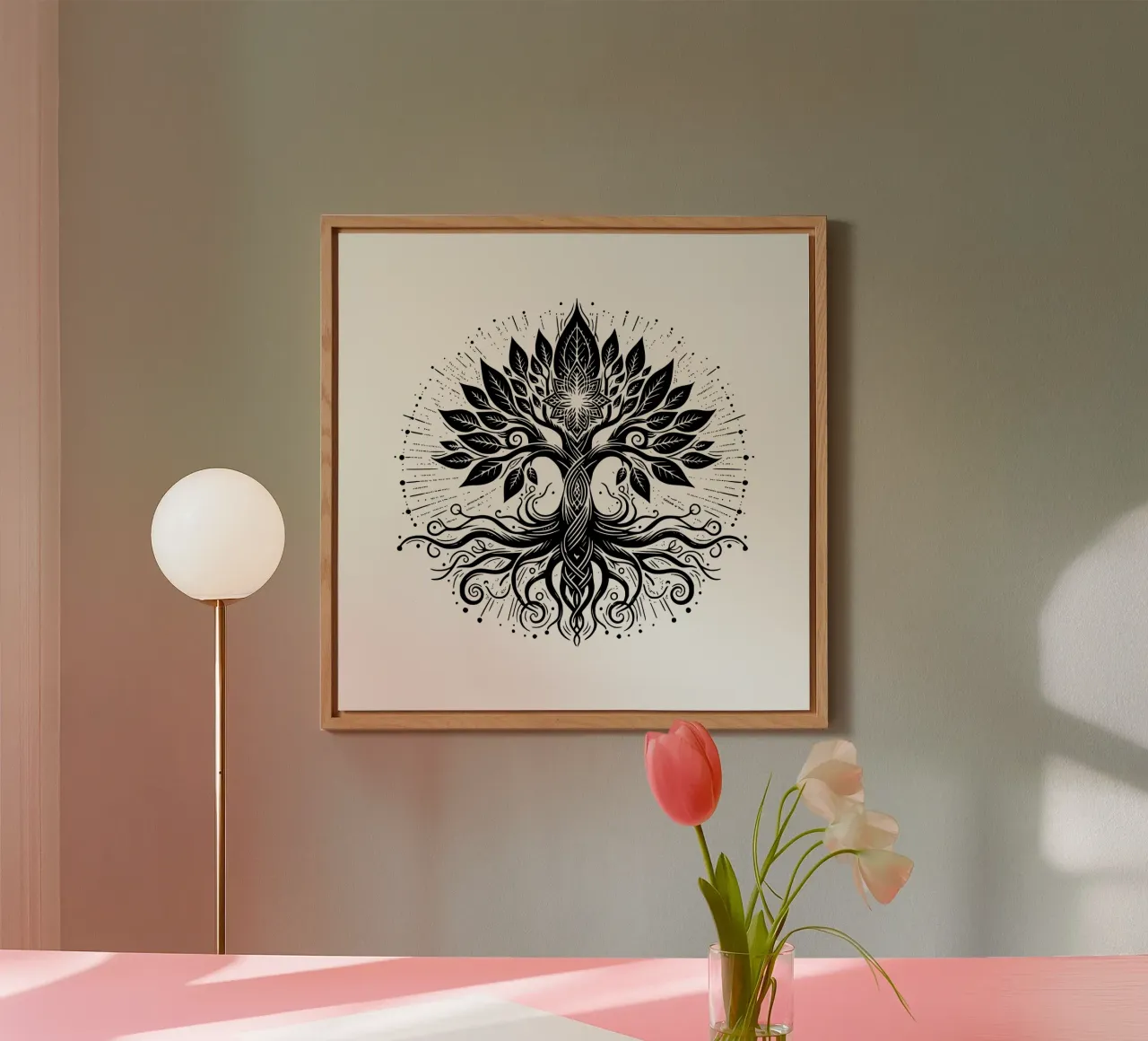 Albero della vita in bianco e nero alluminio dibond da Spiritual Touch