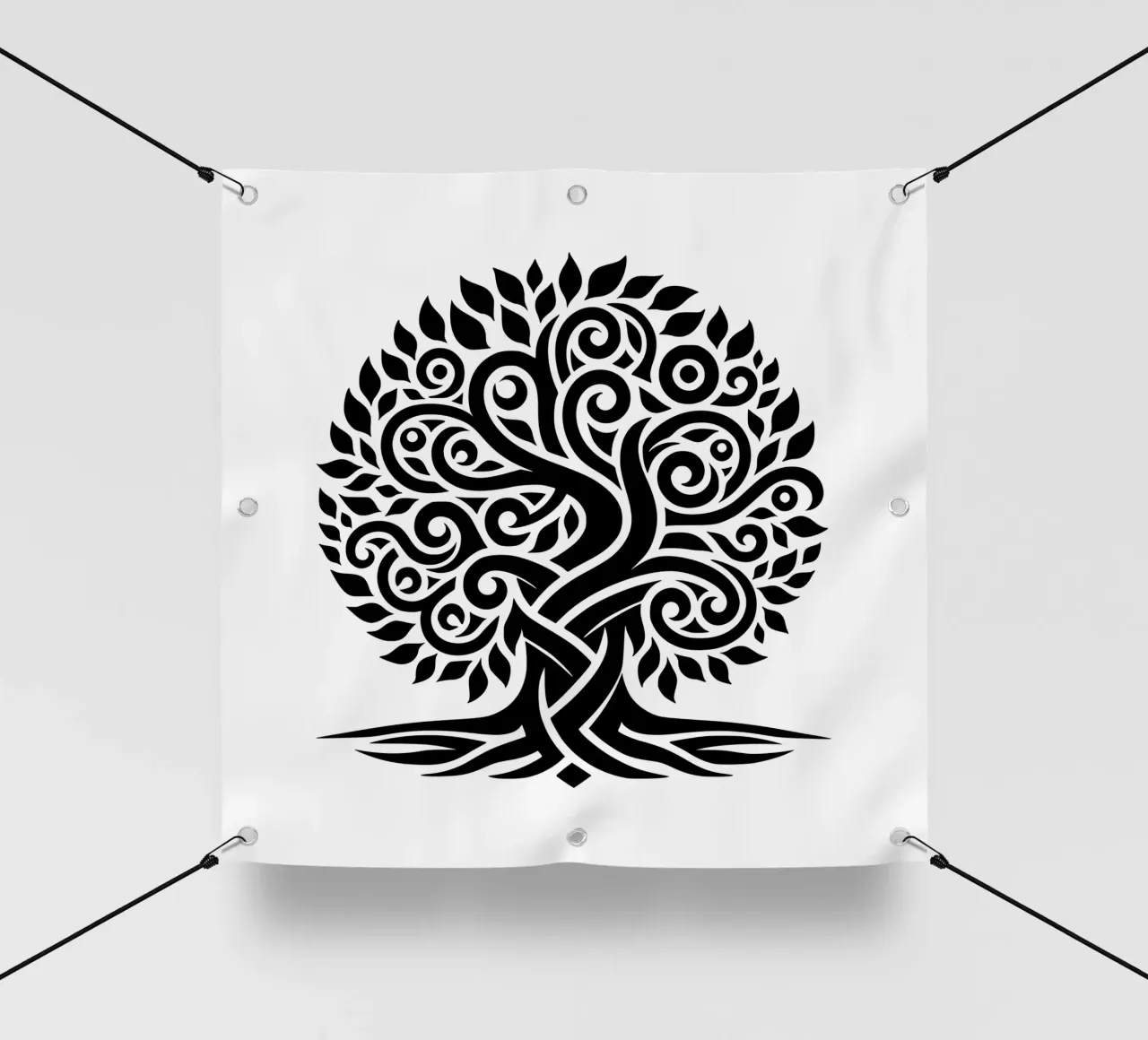 Albero della vita in bianco e nero telo in pvc da Spiritual Touch