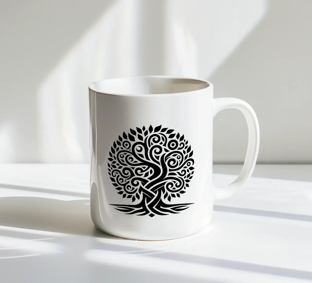 Albero della vita in bianco e nero tazza in ceramica da Spiritual Touch