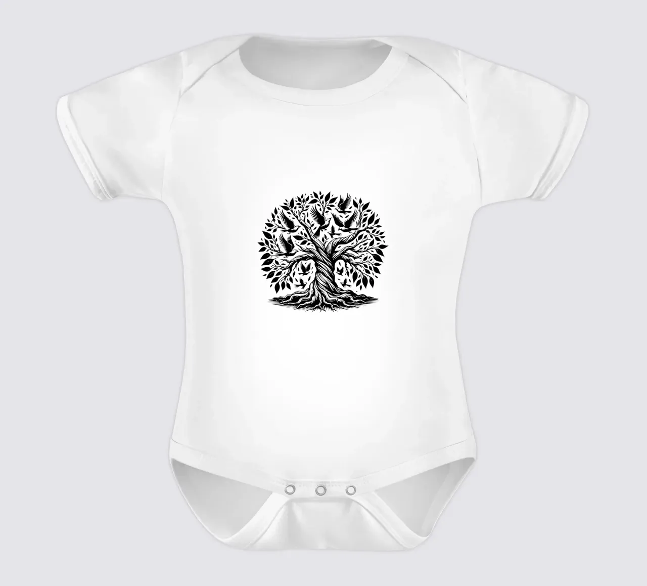 Albero della vita in bianco e nero body neonato maniche corte da Spiritual Touch