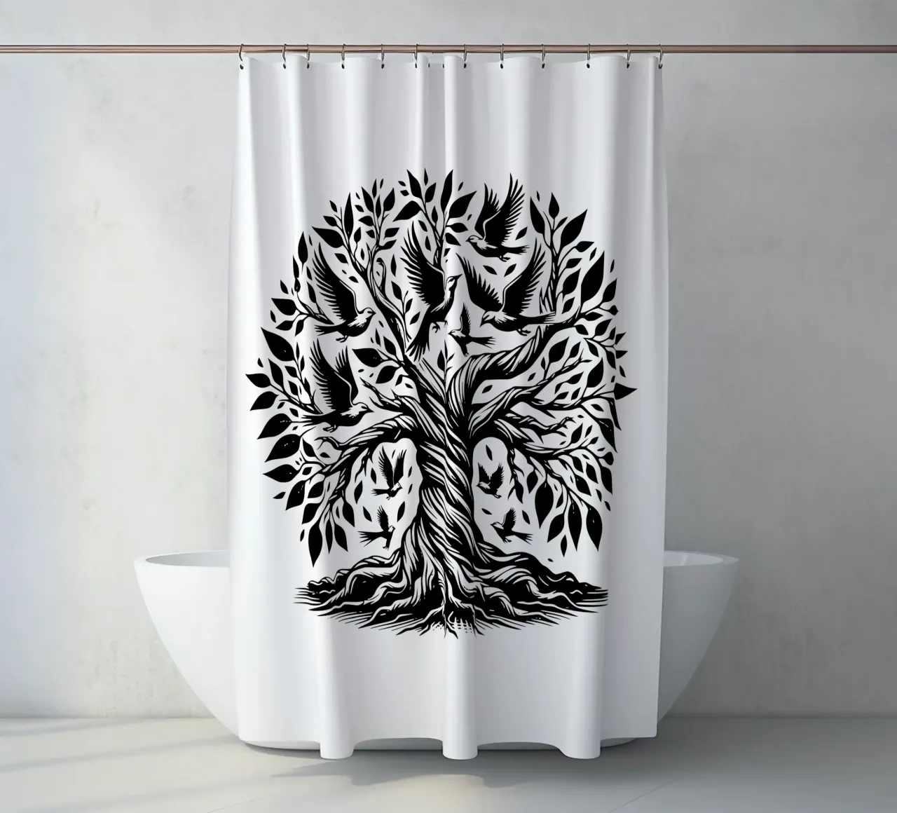 Albero della vita in bianco e nero tenda da doccia da Spiritual Touch