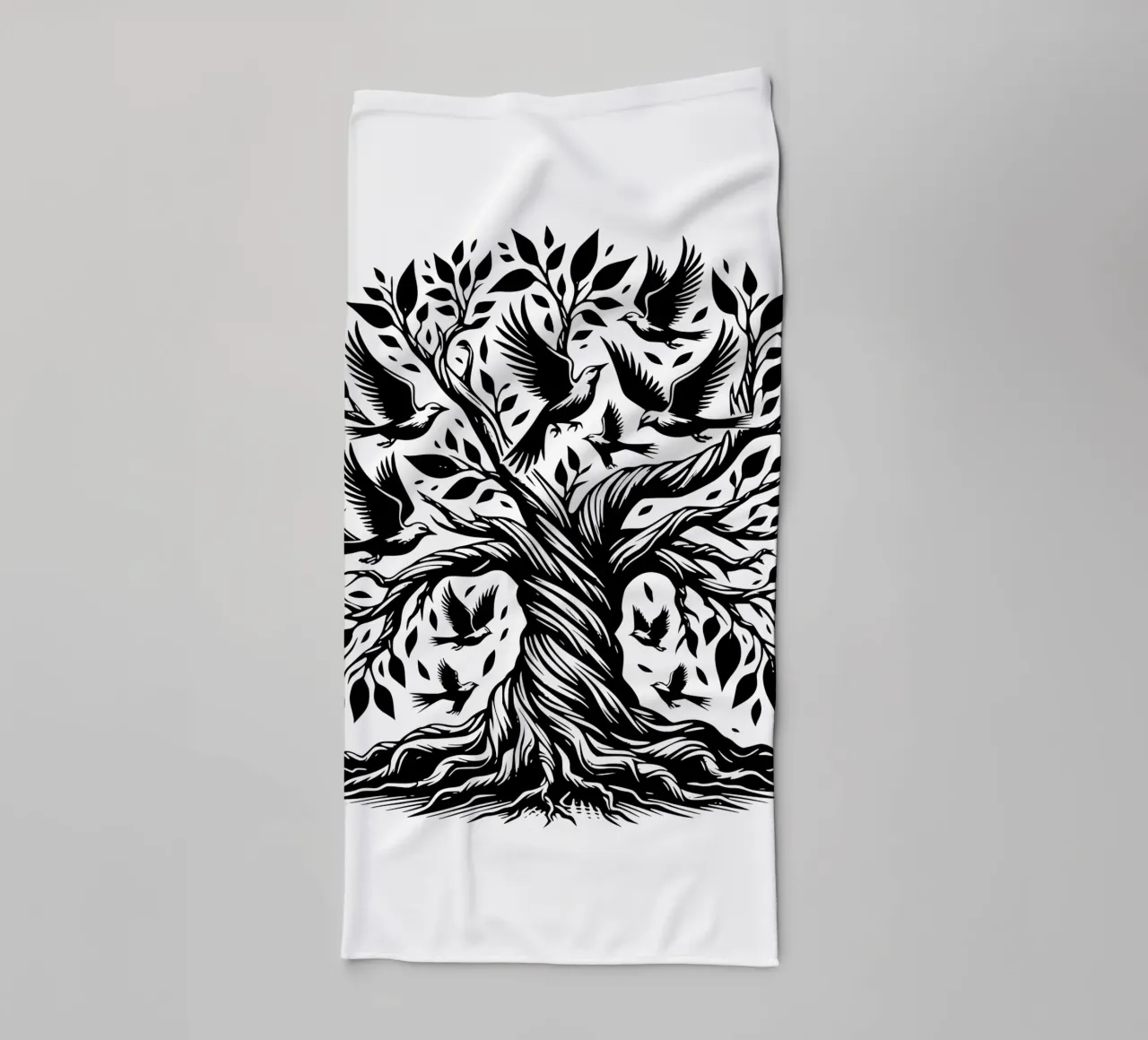 Albero della vita in bianco e nero asciugamano da bagno da Spiritual Touch