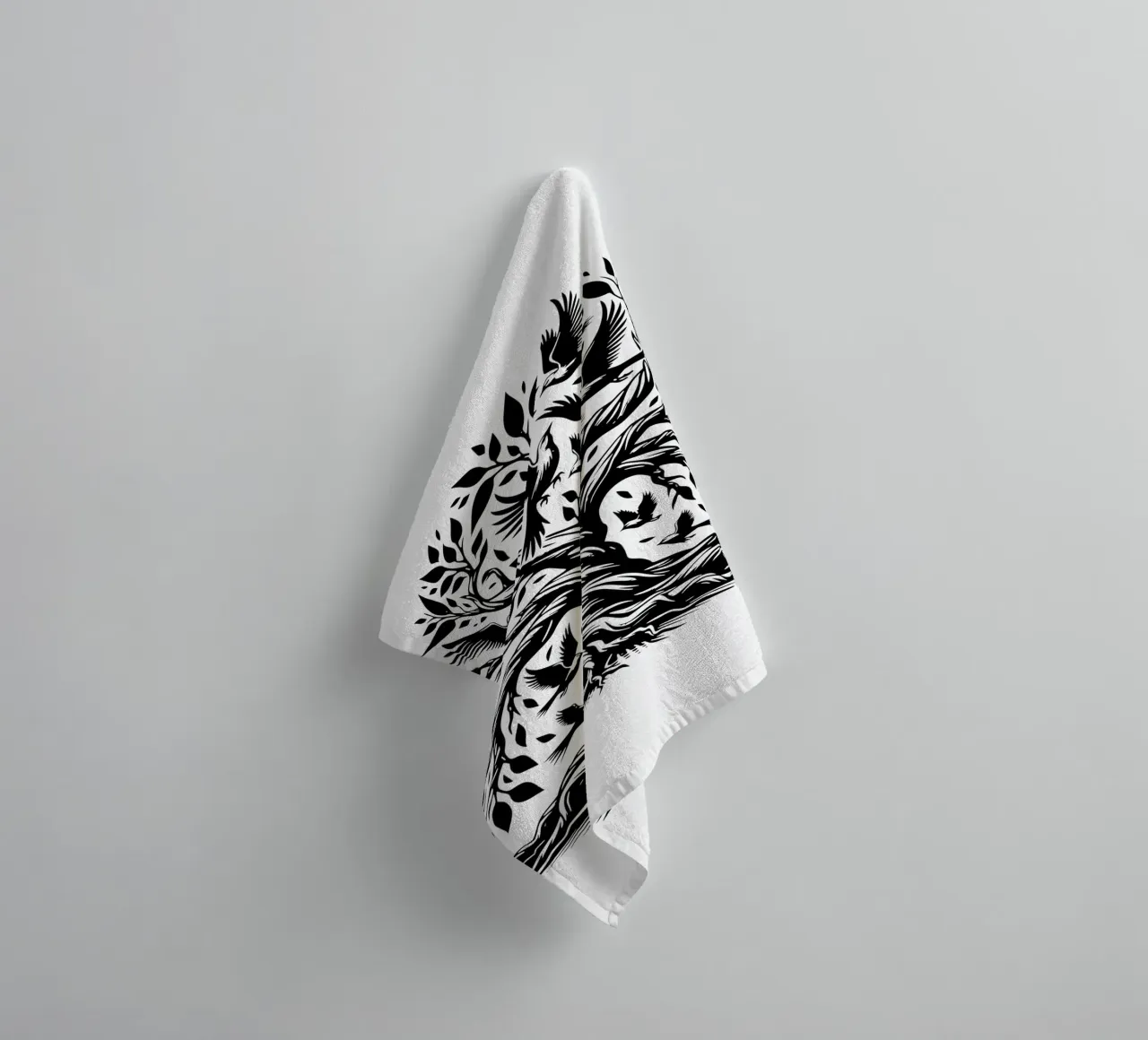 Albero della vita in bianco e nero asciugamano da bagno da Spiritual Touch