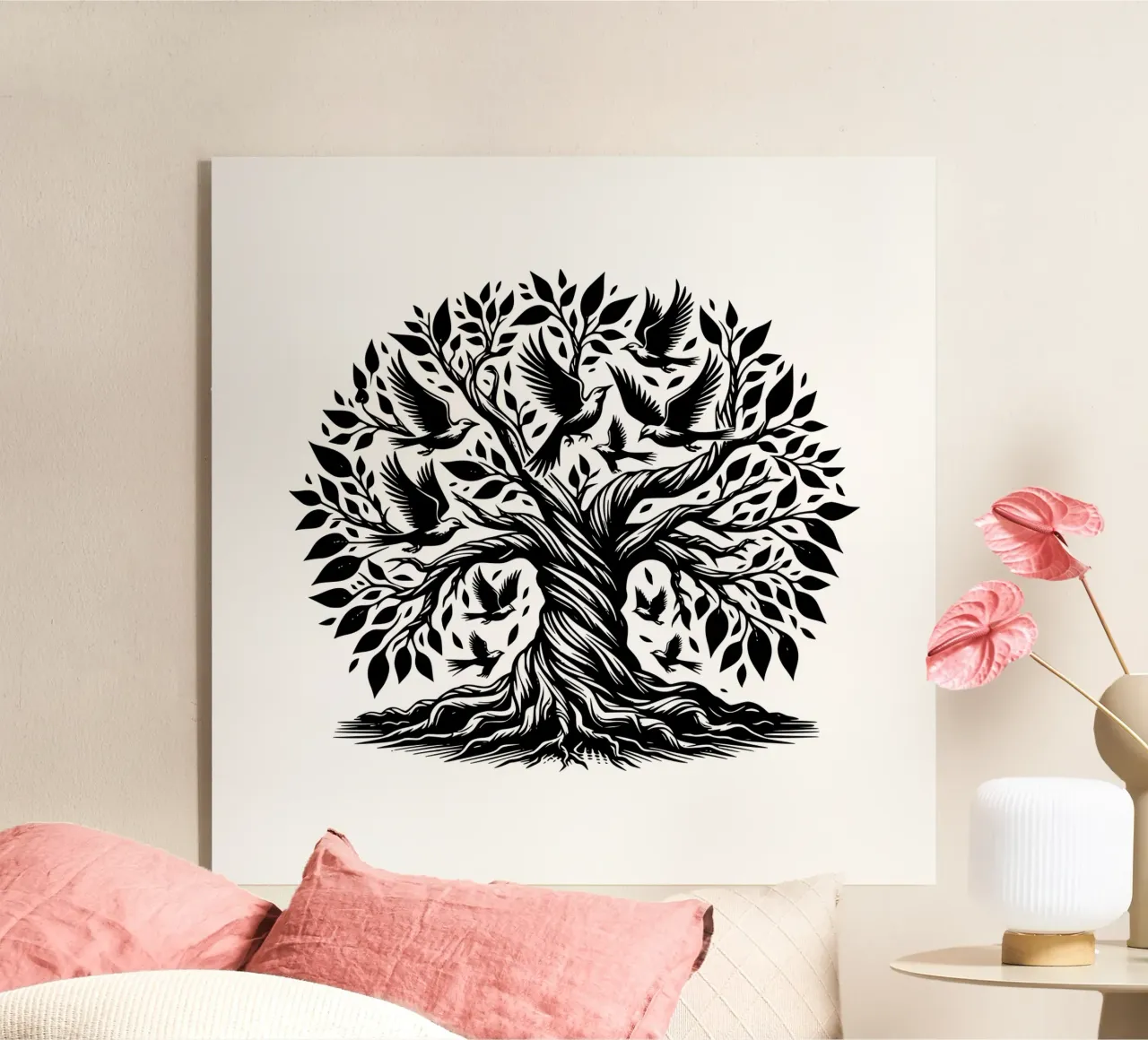 Albero della vita in bianco e nero plexiglass da Spiritual Touch