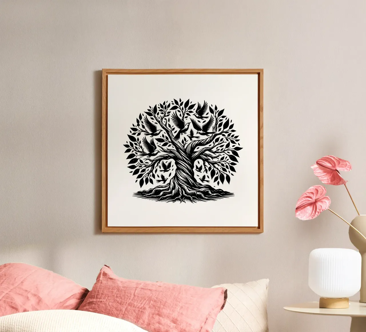 Albero della vita in bianco e nero alluminio dibond da Spiritual Touch