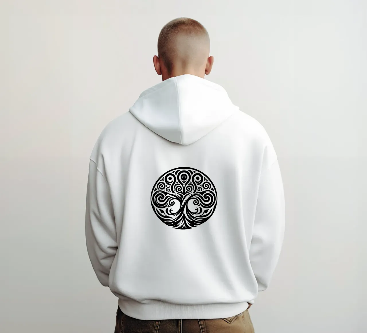 Albero della vita in bianco e nero felpa con cappuccio da Spiritual Touch