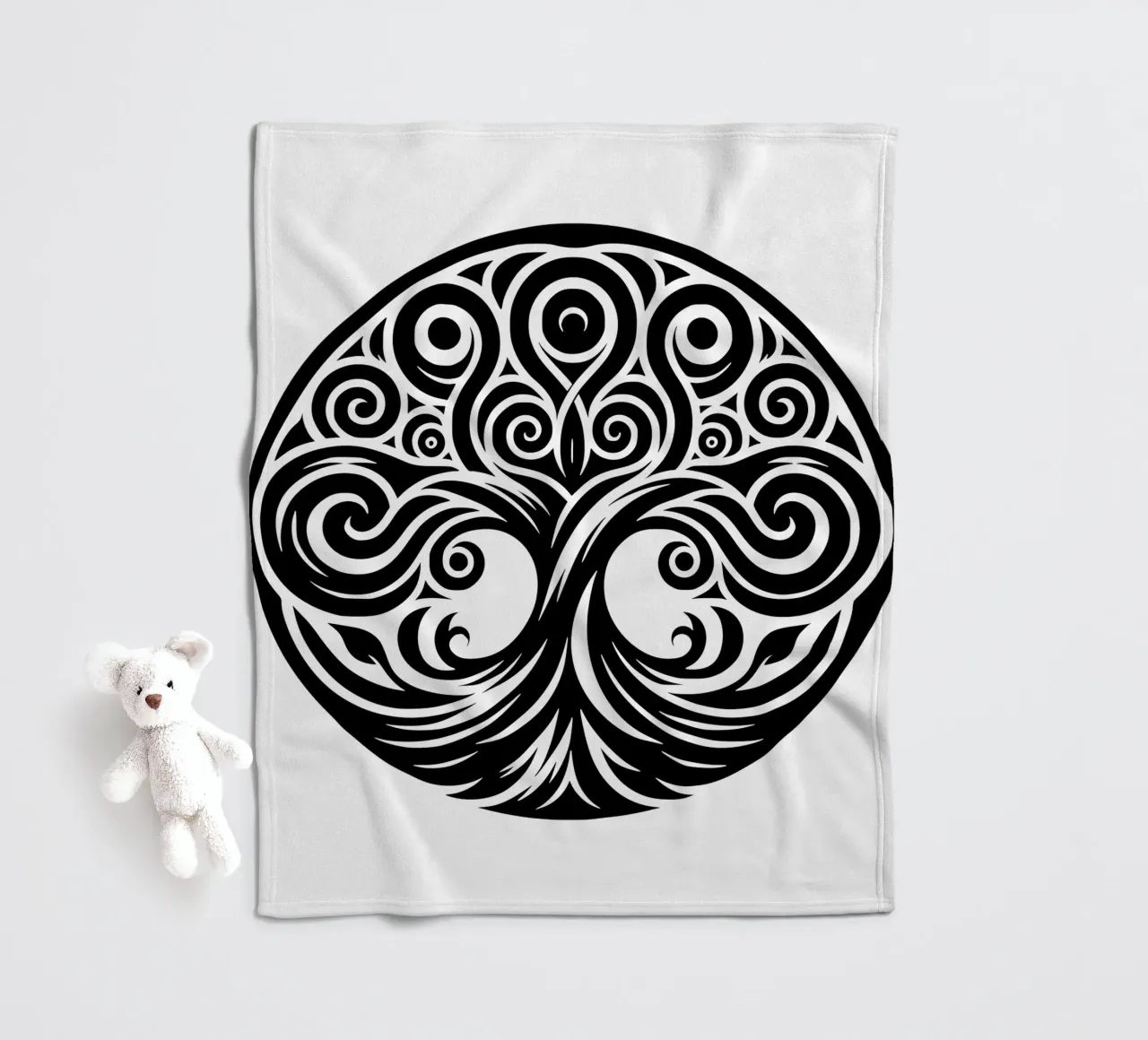 Albero della vita in bianco e nero coperta in pile da Spiritual Touch
