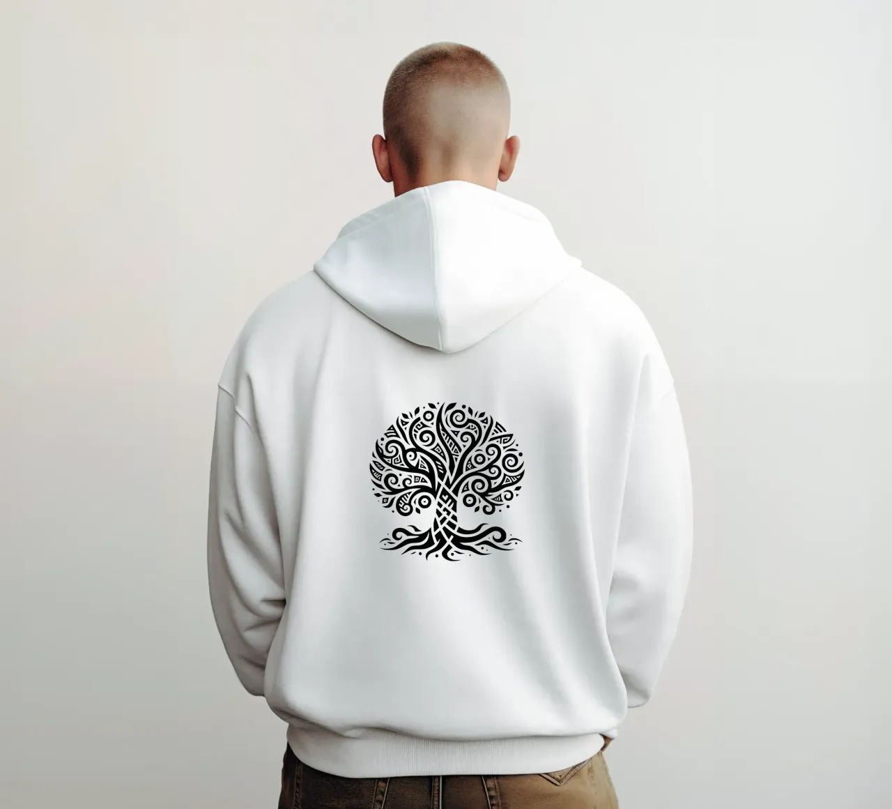 Albero della vita in bianco e nero felpa con cappuccio da Spiritual Touch