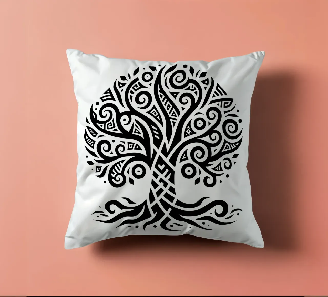 Albero della vita in bianco e nero cuscino da Spiritual Touch