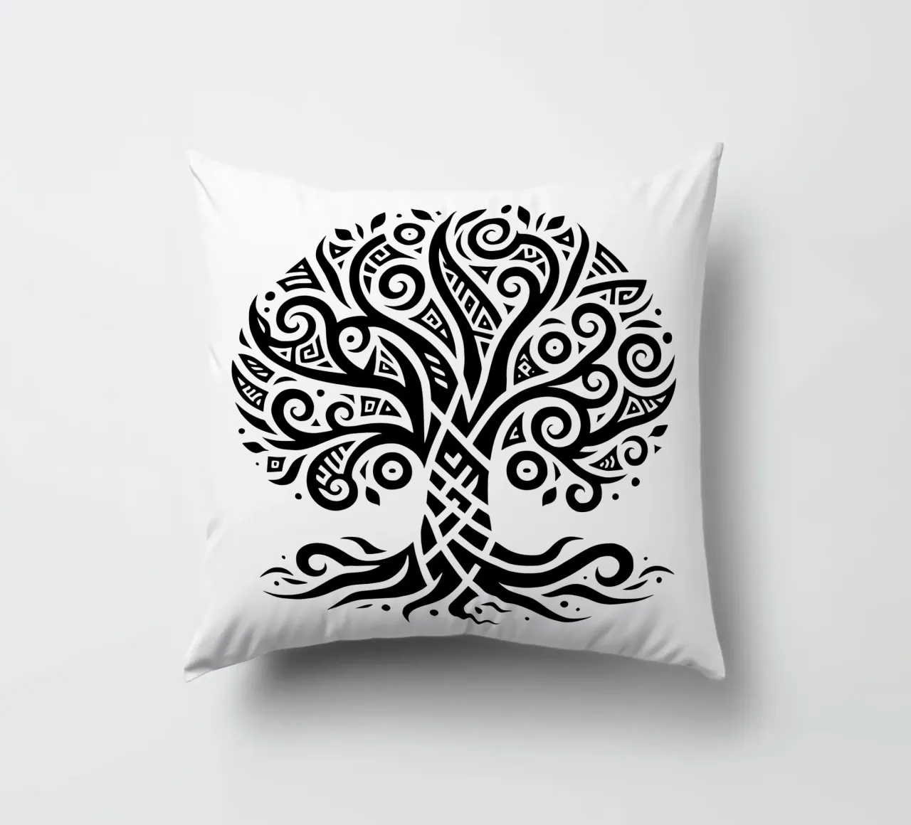 Albero della vita in bianco e nero cuscino da Spiritual Touch