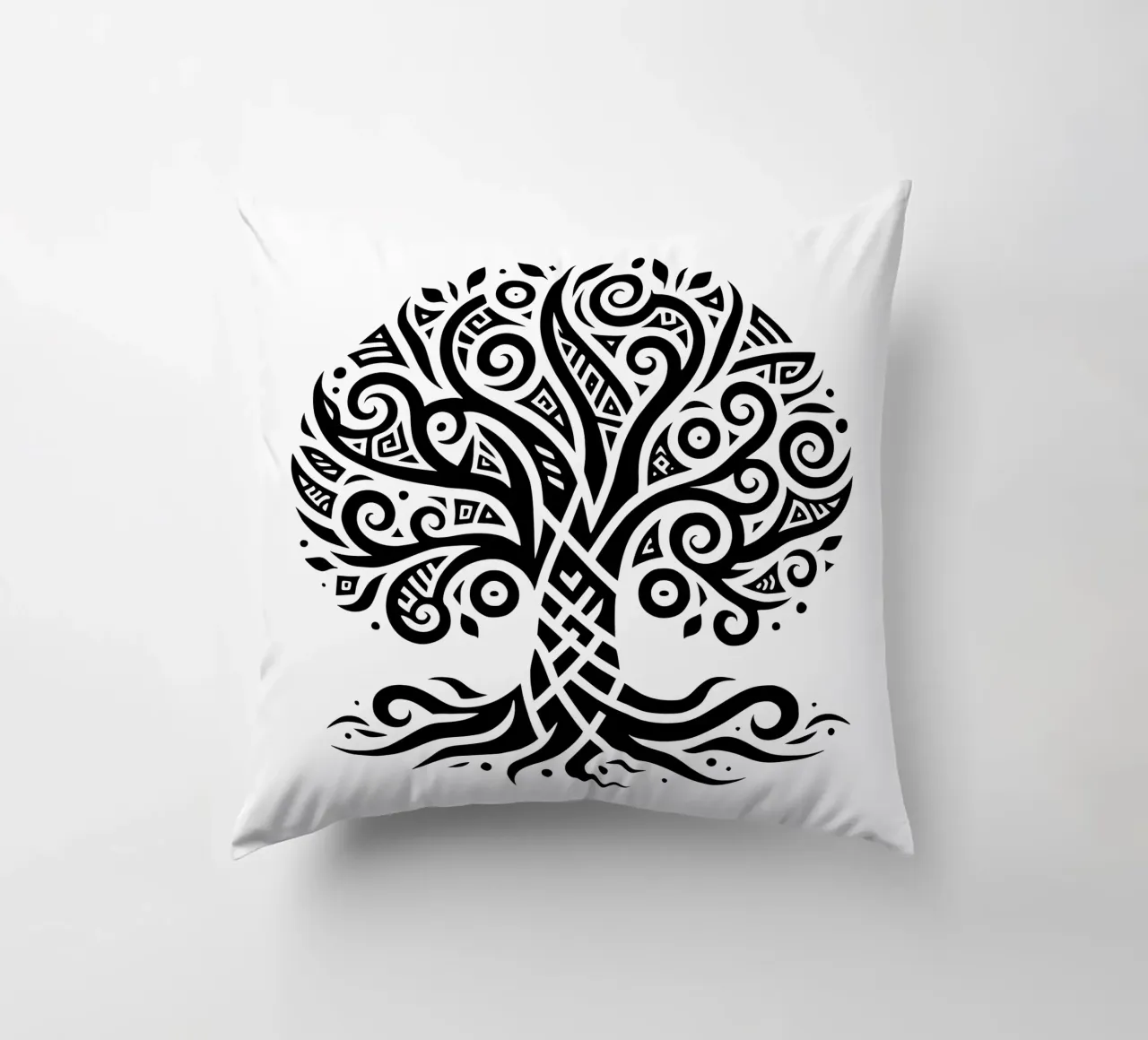 Albero della vita in bianco e nero cuscino da Spiritual Touch