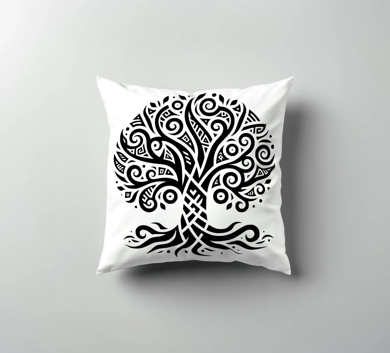 Albero della vita in bianco e nero cuscino da Spiritual Touch