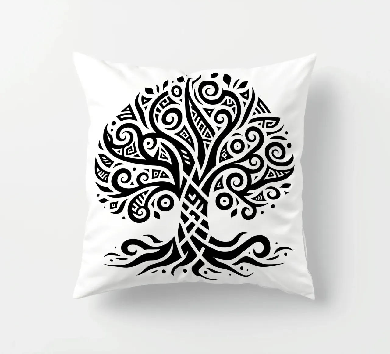 Albero della vita in bianco e nero cuscino da Spiritual Touch